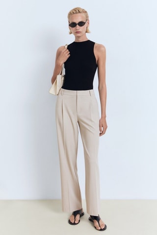 Pantalon droit pinces - Beige