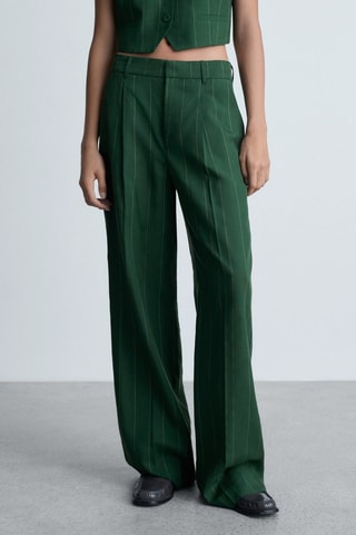 Pantalon Lyocell rayures - Vert