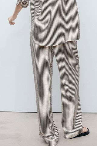 Pantalon rayures texturé - Ecru