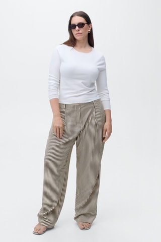 Pantalon rayures texturé - Ecru