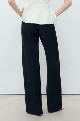 Pantalon droit boutons contraste - Bleu marine