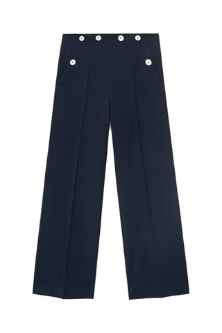 Pantalon droit boutons contraste - Bleu marine