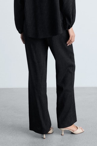 Pantalon droit à rayures - Noir