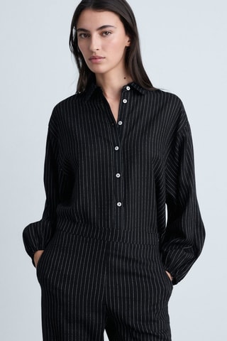 Pantalon droit à rayures - Noir