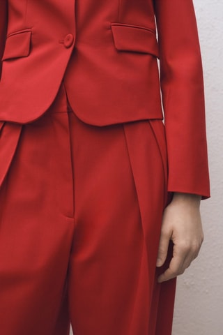 Pantalon costume wideleg laine mélangée - Rouge