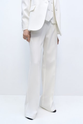 Pantalon de costume droit taille haute - Ecru