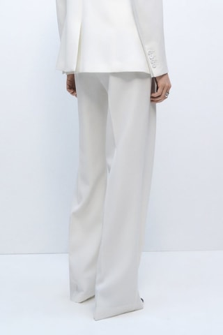 Pantalon de costume droit taille haute - Ecru