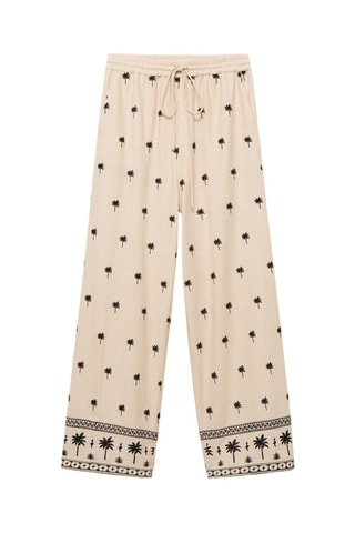 Pantalón recto bordado - Beige