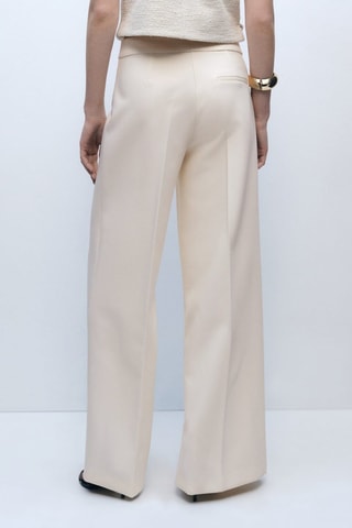 Pantalon wideleg taille normale à poches - Ecru