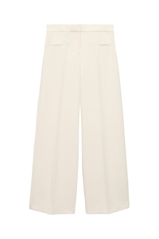 Pantalon wideleg taille normale à poches - Ecru