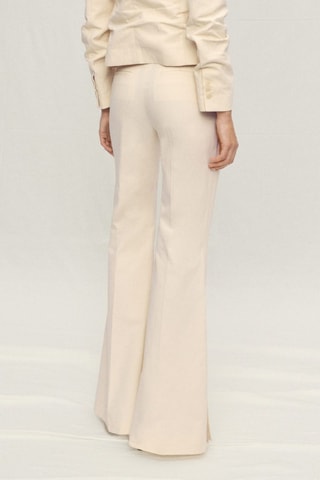 Pantalon de costume évasé en lin mélangé - Ecru
