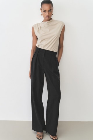 Rechte Lyocell Pantalon - Zwart