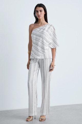 Rechte broek met streepmotief - Wit