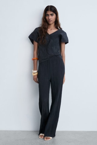 Pantalon droit plissé - Bleu