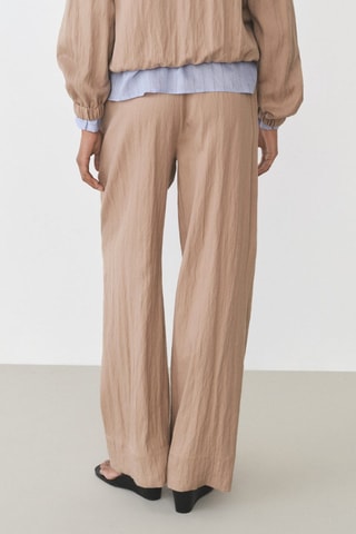 Pantalon droit lyocell texturé - Marron