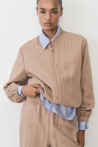 Pantalon droit lyocell texturé - Marron