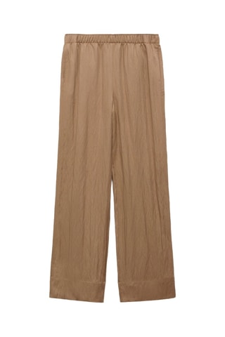 Pantalon droit lyocell texturé - Marron