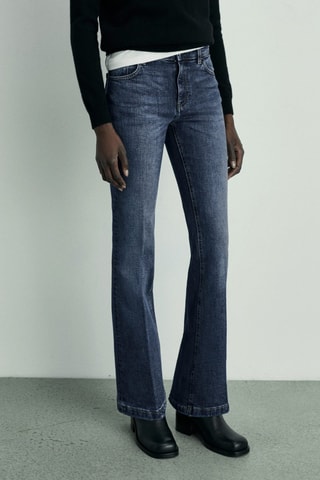 Jeans flare taille basse - Bleu foncé