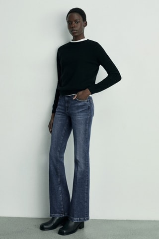 Jeans flare taille basse - Bleu foncé