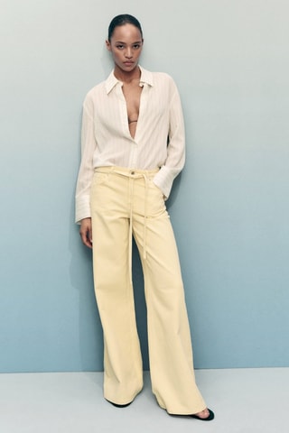 Jean wideleg taille basse ceinture - Blanc