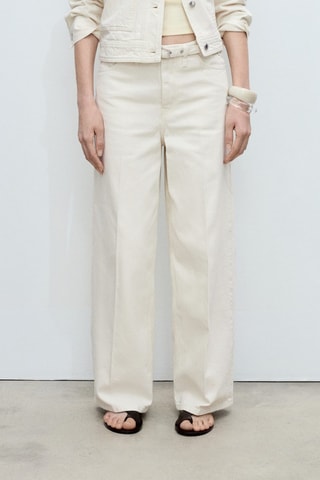 Jean wideleg ceinture - Ecru