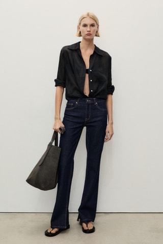 Jean flare fentes rinse wash - Bleu