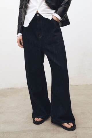 Jean wideleg taille basse rinse wash - Bleu