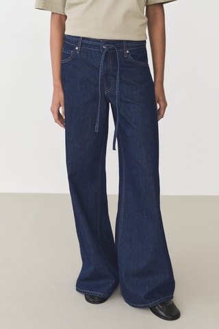 Jean wideleg taille basse ceinture - Bleu