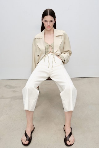 Jean wideleg crop coutures - Ecru