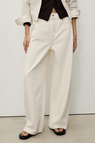 Jean balloon taille haute - Ecru