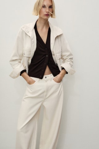 Jean balloon taille haute - Ecru