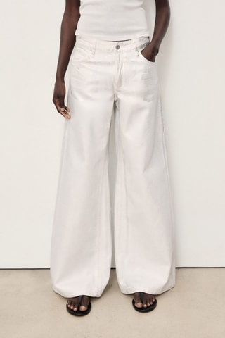 Jean wideleg finition métallisée - Argenté