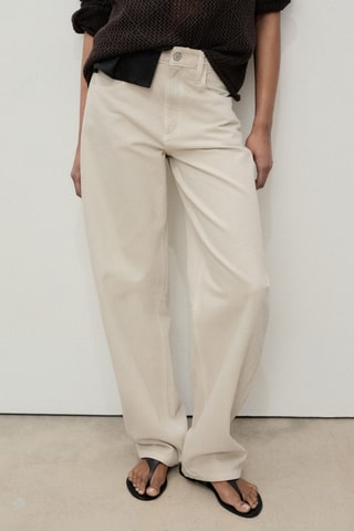 Jean balloon taille haute - Sable