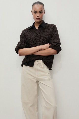 Jean balloon taille haute - Sable