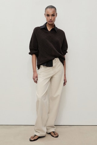 Jean balloon taille haute - Sable