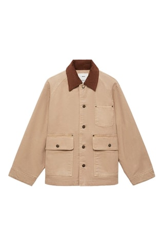 Parka en jean col contrasté - Sable