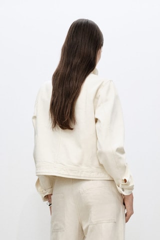 Veste en coton col montant poches - Ecru