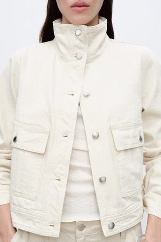 Veste en coton col montant poches - Ecru