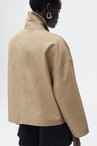 Veste droite en coton à boutons - Kaki