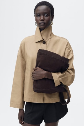 Veste droite en coton à boutons - Kaki