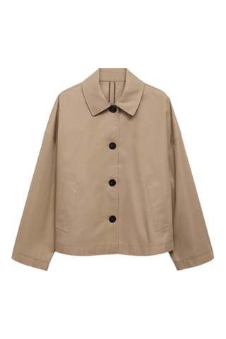 Veste droite en coton à boutons - Kaki