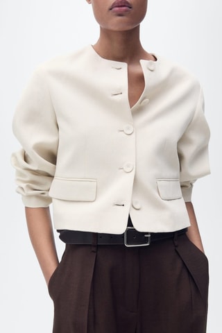 Veste en lin mélangé avec boutons - Gris clair