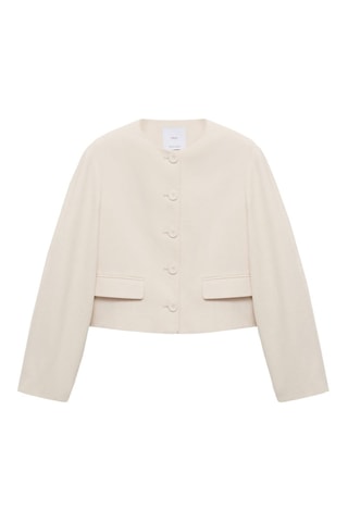 Veste en lin mélangé avec boutons - Gris clair