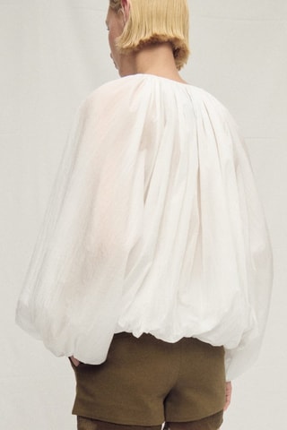 Veste semi-transparente froncée - Blanc