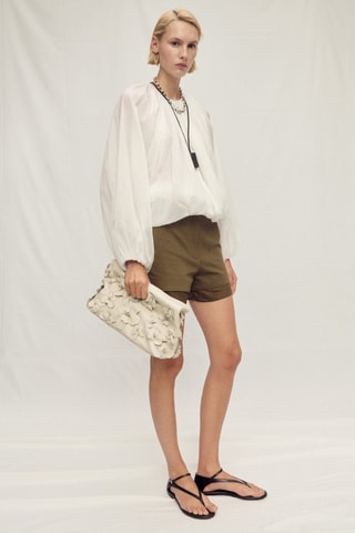 Veste semi-transparente froncée - Blanc