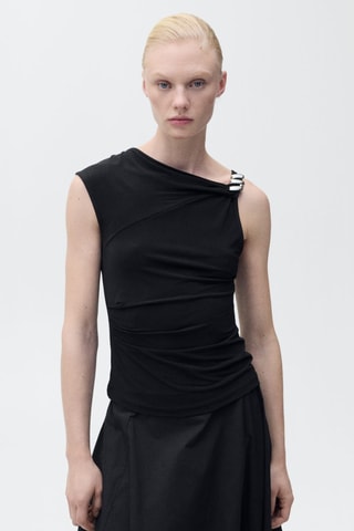 Haut asymétrique application métallique - Noir