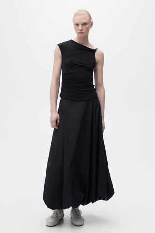 Haut asymétrique application métallique - Noir