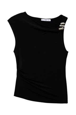 Haut asymétrique application métallique - Noir