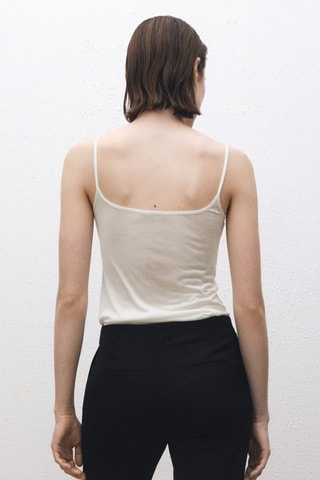 Top soie bretelles fines - Ecru
