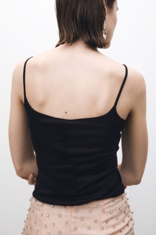 Top soie bretelles fines - Noir